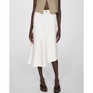 Mango‎ Womens Asymmetrical Off White Denim Skirt Size XS MSRP $80 Sold Out! NWT